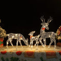 3 Pcs Elk Deer LED Light Glowing Glitter Reindeer Christmas Garden Decor Home Outdoor Lawn Yard New Year Ornament