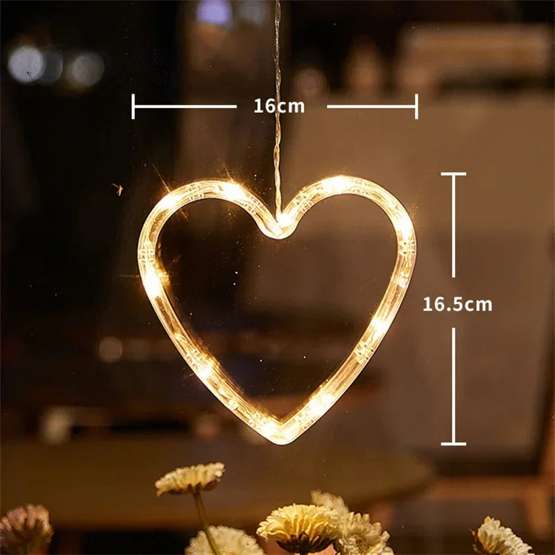 LED Light Snowflake Santa Window Ornaments Decoration for Home Xmas Navidad New Year Christmas Decor Fairy Lamp String Lights