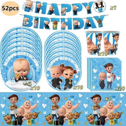 Bossed Baby Birthday Party Decoration Tableware Plates Cups Napkins Hat Balloon Baby Shower Kids Party Favors Party Supplies Kit