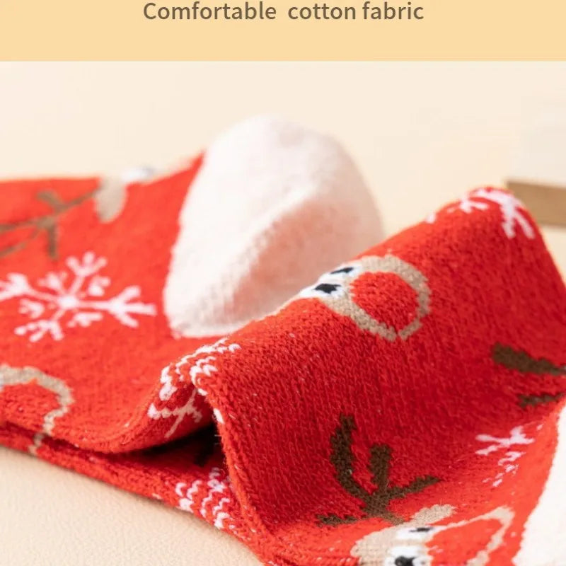 Christmas Pattern Socks 5 Pairs Set Festive Holiday Socks with Santa Design Warm Crew SocksCute Socks Stocking Stuffers Gifts