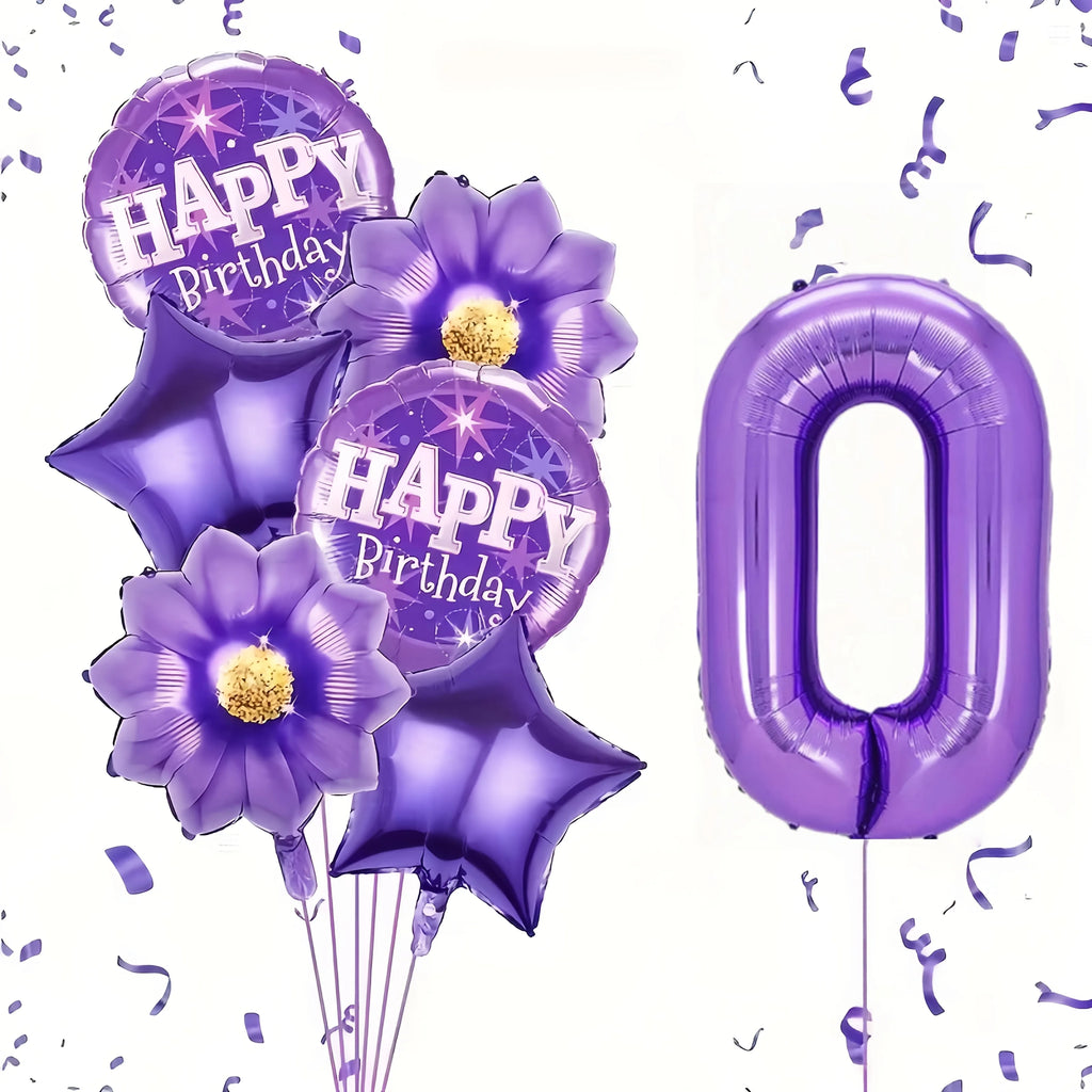 7PCS purple foil balloons featuring numbers perfect for birthday wedding and Christmas celebrations including numbers 0-9