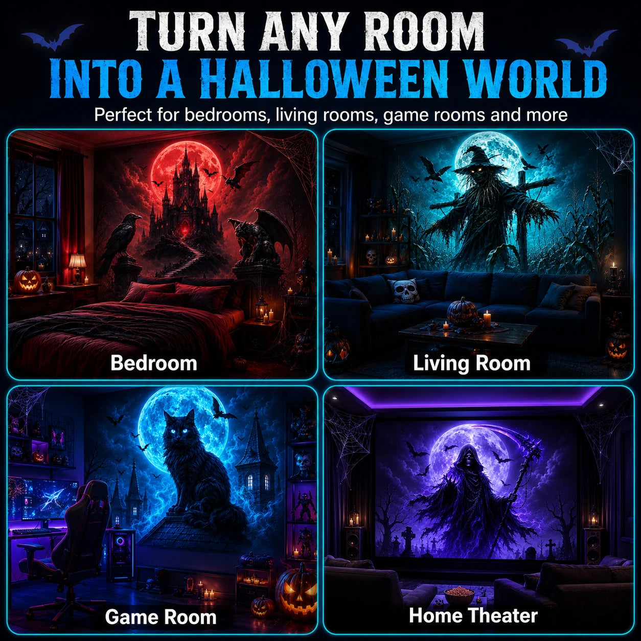 Halloween-Themed 10-Pattern Projection Ambient Night Light