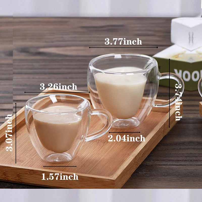 Heart Love Shaped Glass Mug Couple Cups Double Wall Heat-Resisting Wine Glasses Tea Cups Milk Espresso Coffee Mug Drinkware