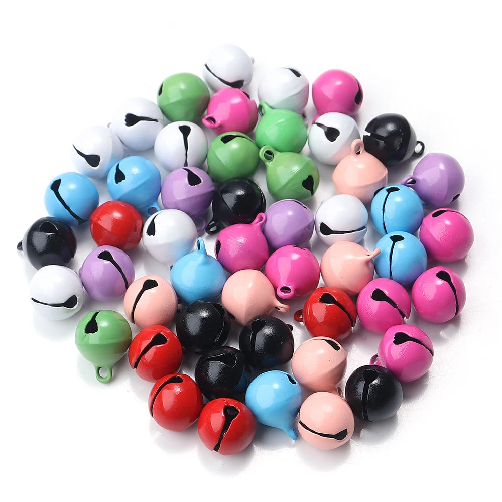 50pcs Small Jingle Bells Beads — Mixed Colors Charm Bells