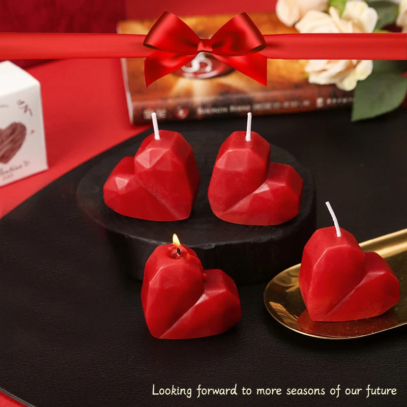 1/2/4pc 3D Heart-shaped Love Candles Valentine's Day Romantic Gift Handmade Aromatherapy Candle Wedding Home Decor Photo Prop
