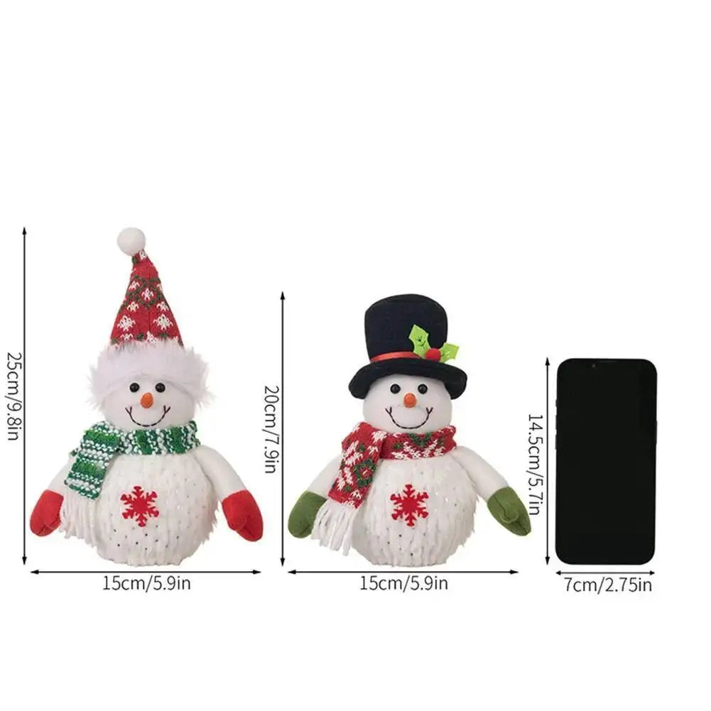 Christmas Glowing Snowman Figurine Xmas Snowflake Lighted Snowman Figurine Decorative Item Snowmen with Top Hat Christmas Gift