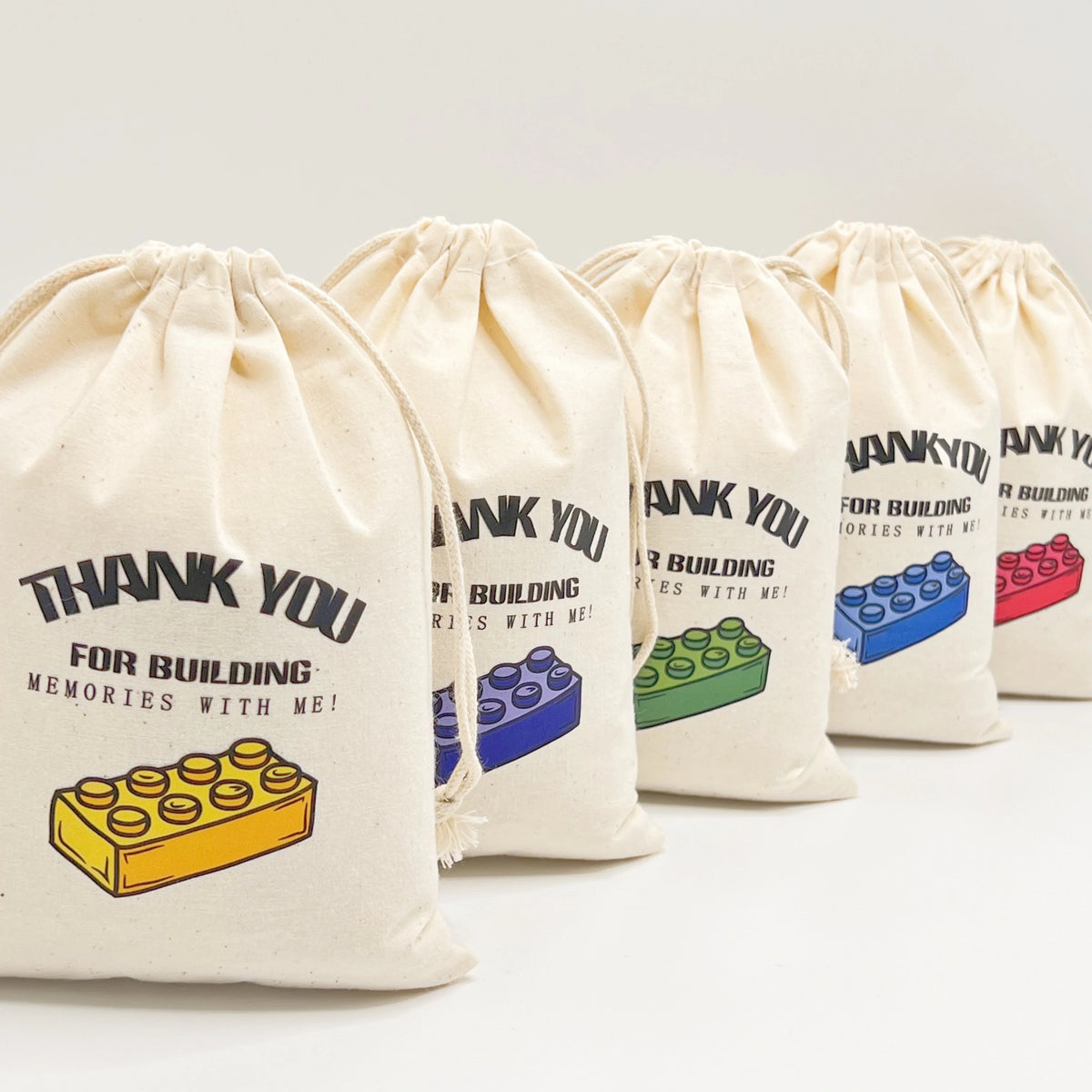 5pcs thank you For Building Memories with me Bags boy girl Birthday Party decoration gift Children's birthday bag