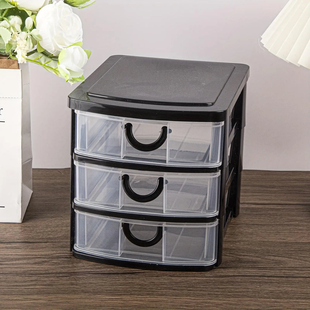 1/2Pack 3-Drawer Cosmetic Organizer Box with Transparent Drawers - Durable Plastic Cosmetic Storage Box  for Cosmetics, Bathroom