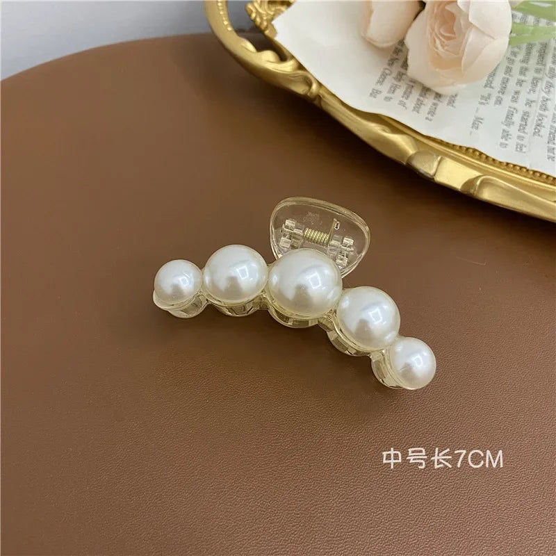 Elegant Hyperbole Big Pearls Acrylic Hair Claw Clips