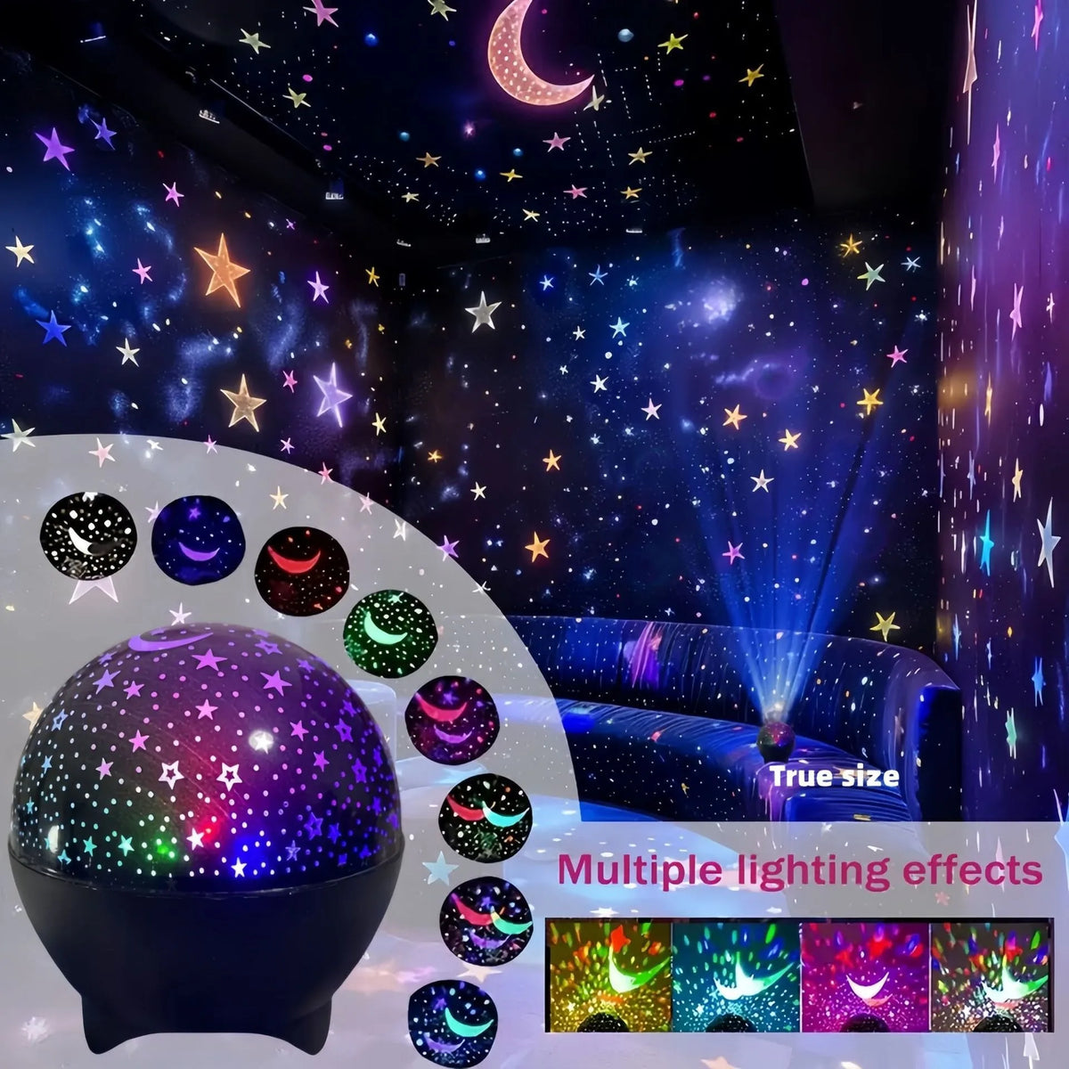 Galaxy Projection Night Light — RGB Starry Moon Projector Lamp