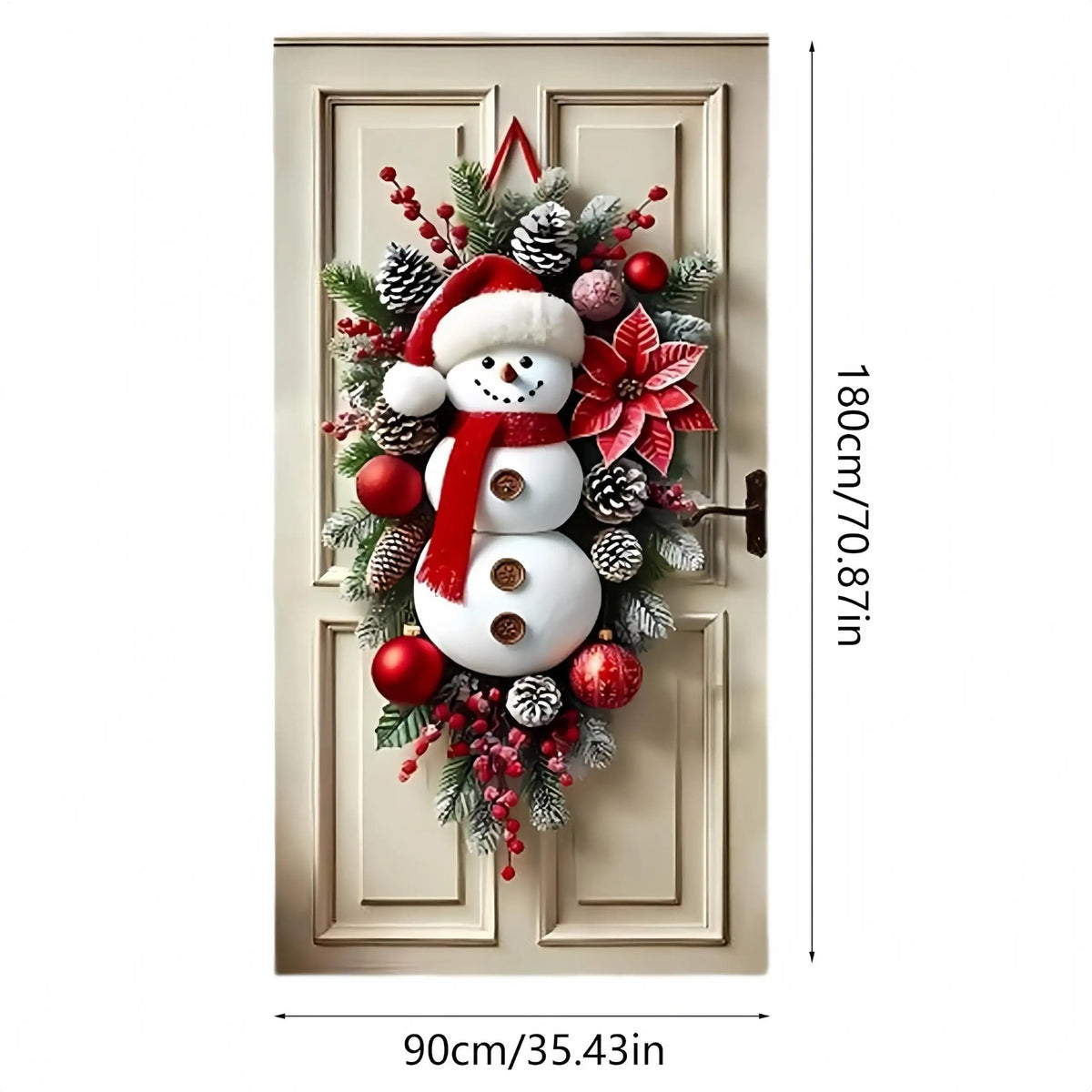 Front Door Christmas Decorations Artificial Large Party Supplies Cute Snowman Door Hanger Sign for Indoor Outdoor Wall Living