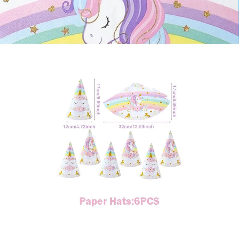 Unicorn Girls Birthday Decoration Party Supplies Unicorn Theme Tableware Set Cup Plate Balloon Banner Gift  for Kids Party Favor