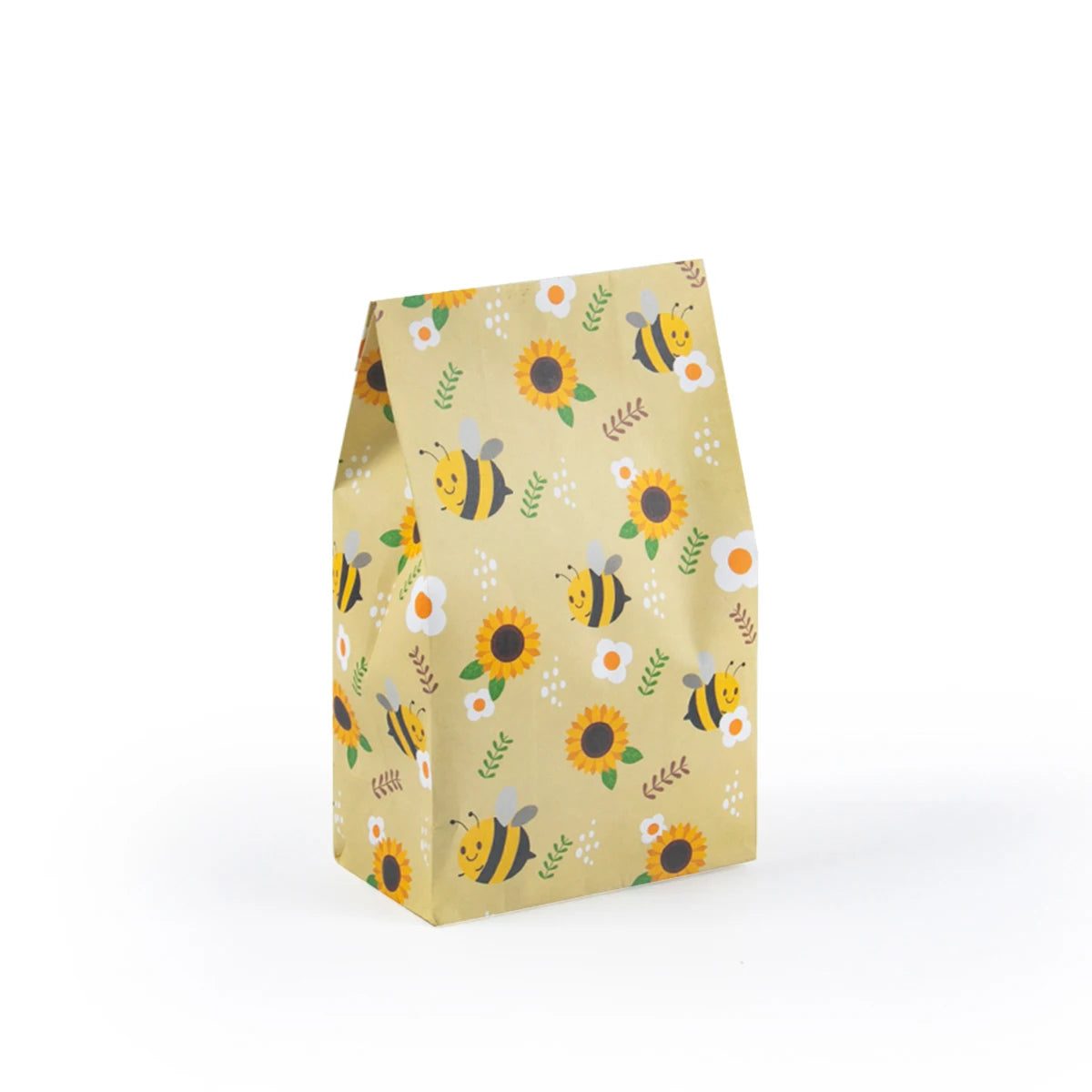 10/20pcs Yellow Bee Gift Bag Cute Bee Sunflower Print Paper Bags Birthday Party Packing Supplies Summer Party Candy Bag Kid Gift