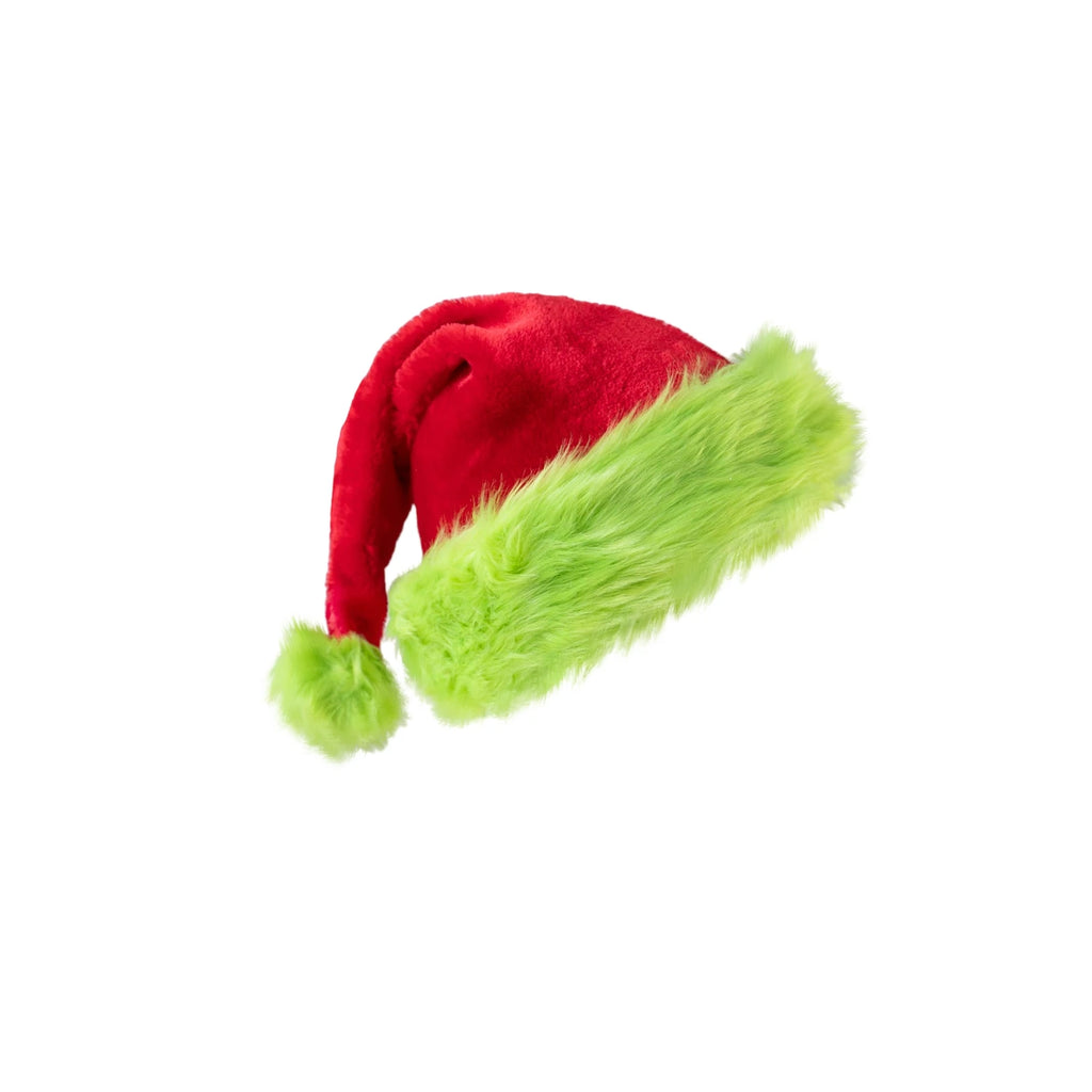 Christmas Santa Hat for Adults,Green Edged Velvet Santa Hats Plush Christmas Hat for Xmas New Year Party Decorations & Supplies