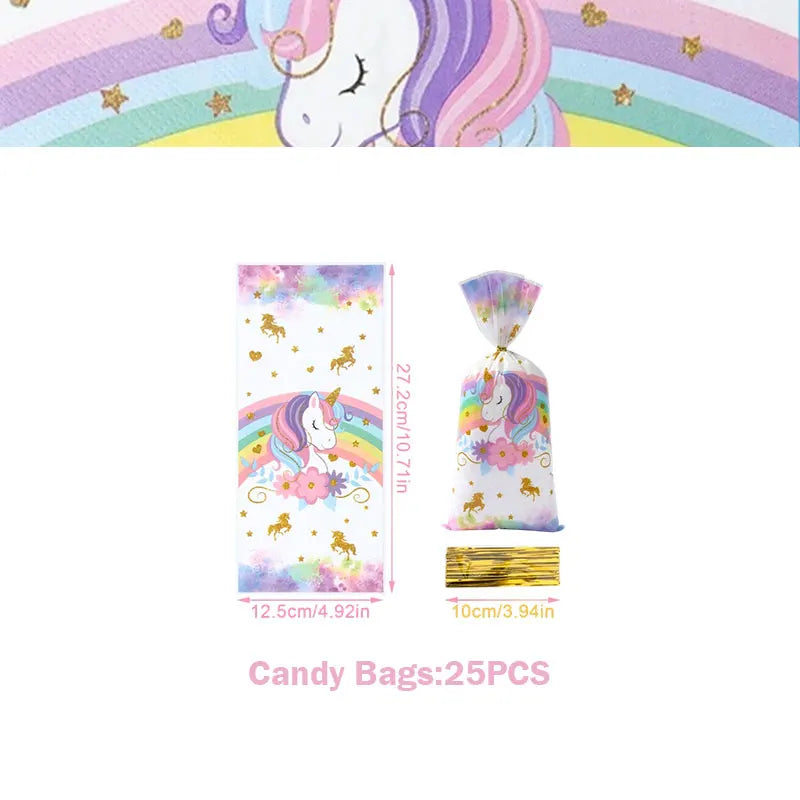 Unicorn Girls Birthday Decoration Party Supplies Unicorn Theme Tableware Set Cup Plate Balloon Banner Gift  for Kids Party Favor