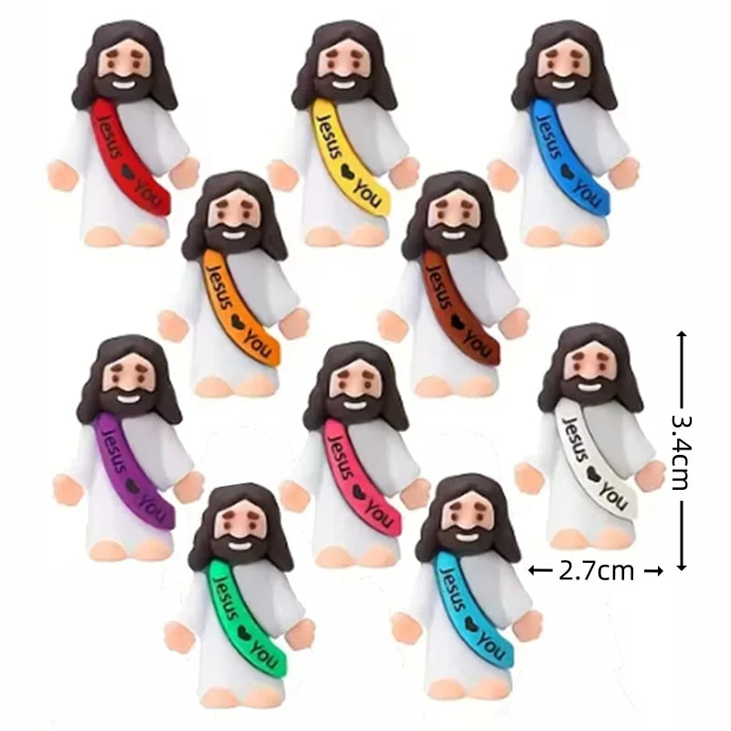 10/60pcs Mini Jesus Decorations Cartoon Statue Set for Holiday Party Scene Decor Festive Room Figurines Christmas Easter Gifts