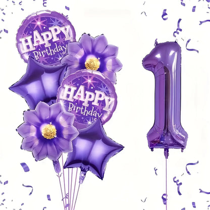 7PCS purple foil balloons featuring numbers perfect for birthday wedding and Christmas celebrations including numbers 0-9