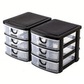 1/2Pack 3-Drawer Cosmetic Organizer Box with Transparent Drawers - Durable Plastic Cosmetic Storage Box  for Cosmetics, Bathroom