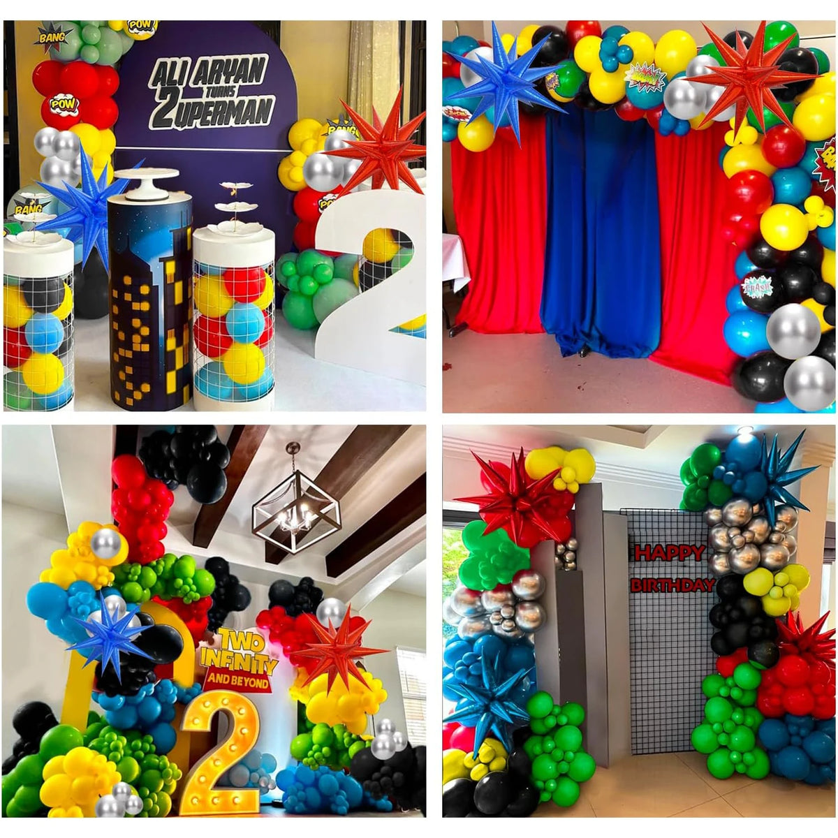 137pcs Balloon Arch Kit - Red/Blue/Yellow/Green/Black for Birthday Party Carnival Decor