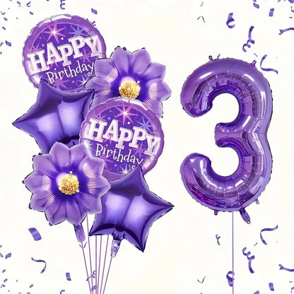7PCS purple foil balloons featuring numbers perfect for birthday wedding and Christmas celebrations including numbers 0-9