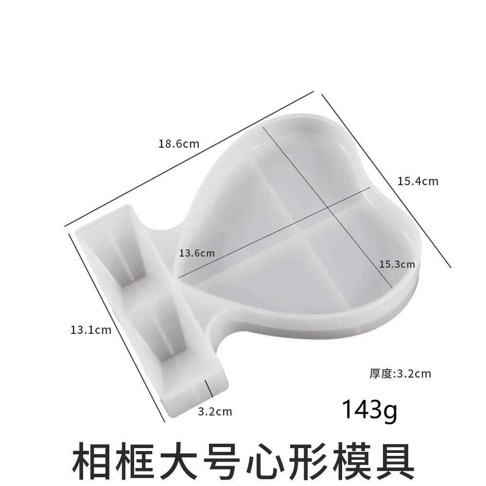 Crystal heart photo frame silicone mold, handmade DIY jewelry heart photo frame epoxy resin mold, mirror decoration tool