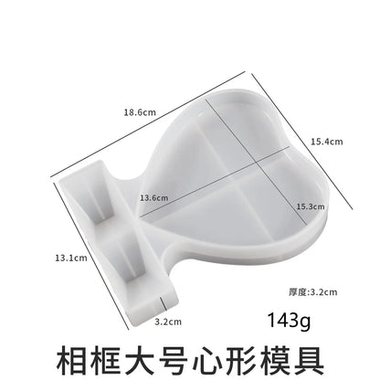 Crystal heart photo frame silicone mold, handmade DIY jewelry heart photo frame epoxy resin mold, mirror decoration tool