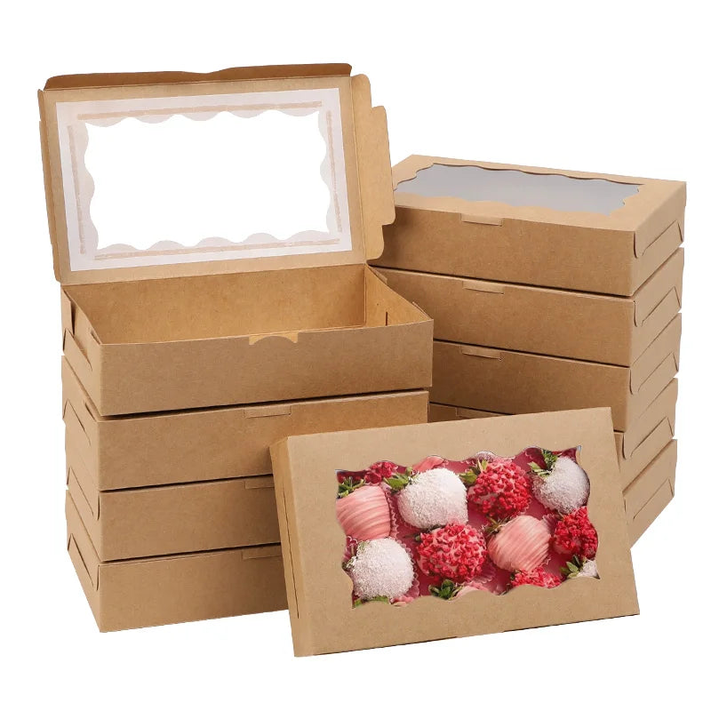 5-20pcs Gift Boxes With Window Birthday Party Chocolate Candy Cookie Gift Packaging Wedding Supplies Baby Shower Christmas Decor