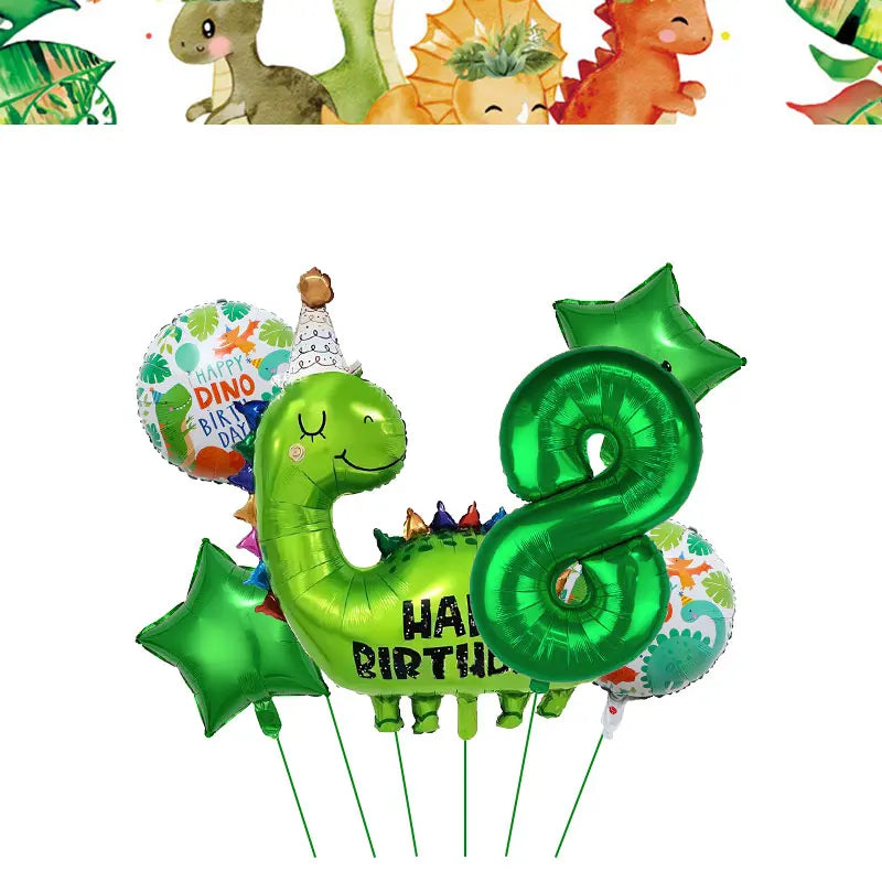 Dinosaur Birthday Decoration Party Supplies Set Cup Plate Tablecloth Dinosaur Balloons Happy Banner Cake Topper for Kids Favors