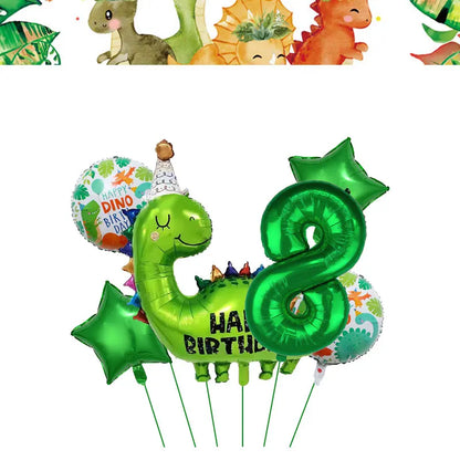 Dinosaur Birthday Decoration Party Supplies Set Cup Plate Tablecloth Dinosaur Balloons Happy Banner Cake Topper for Kids Favors