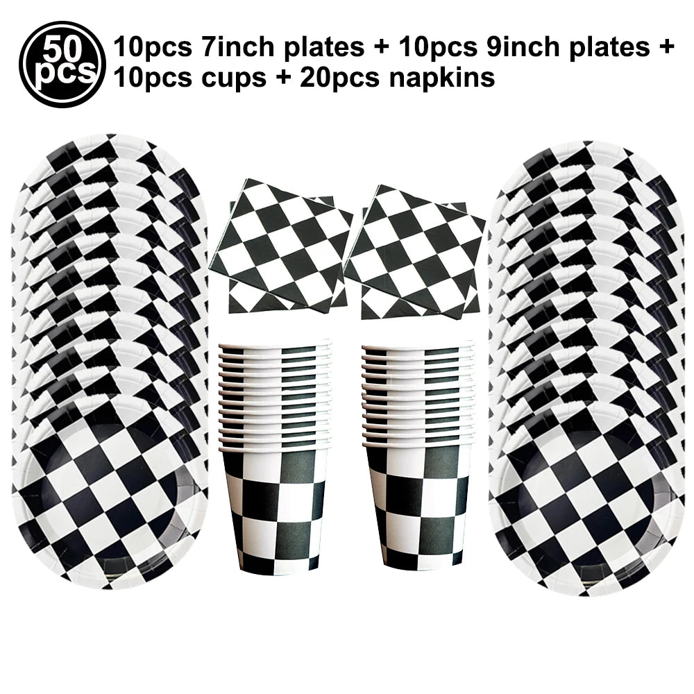 Wheel Racing Car Party Cake Decor Tire Cupcake Topper Mini Checkered Racing Flag Cupcake Toppers Racing Theme Party Supplies