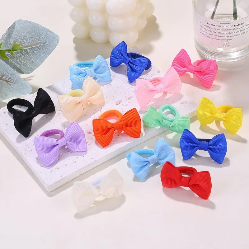 10/20/30/40pcs Cute Bow Elastic Non-slip Hair Ties | Suitable for All Occasions: Festive Photography, Fun Soft Hair Accessories