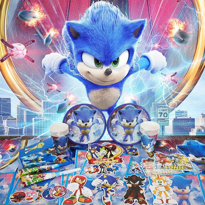 Blue Hedgehog Birthday Party Decoration Set