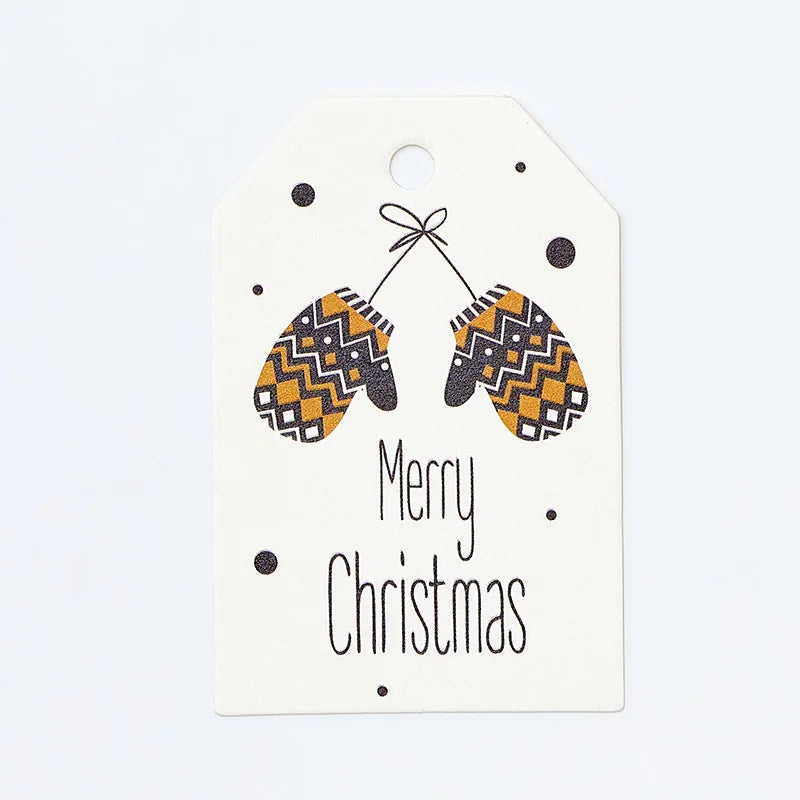 100Pcs Merry Christmas DIY Kraft Tags Labels Gift Wrapping Paper Hang Tags Santa Claus Paper Cards Xmas Party Supplies