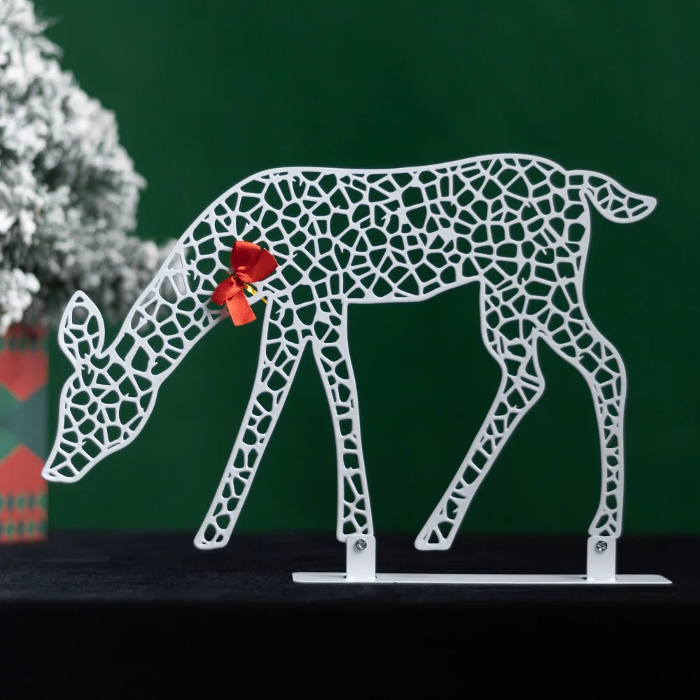 3 Pcs Elk Deer LED Light Glowing Glitter Reindeer Christmas Garden Decor Home Outdoor Lawn Yard New Year Ornament