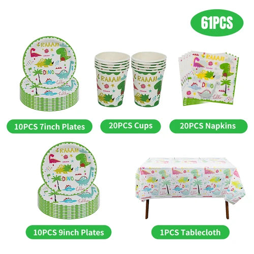 Dinosaur Theme Birthday Decoration Tableware Cup Plate Napkin Backdrop Balloons Banner Paper Bag Kids Gifts Party Decor Supplies