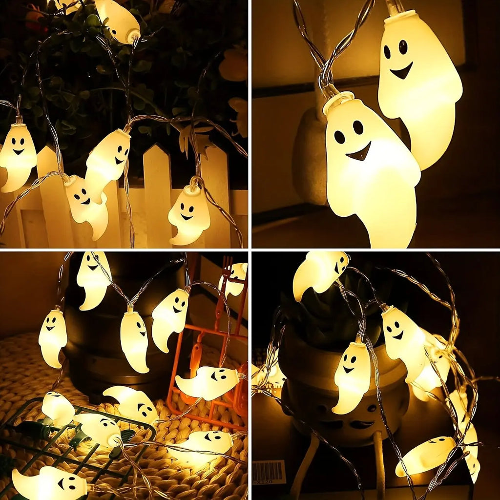 LED Halloween Ghost Light String Party Decoration, Ghosts Flashing and Lively Atmosphere Full of Energy