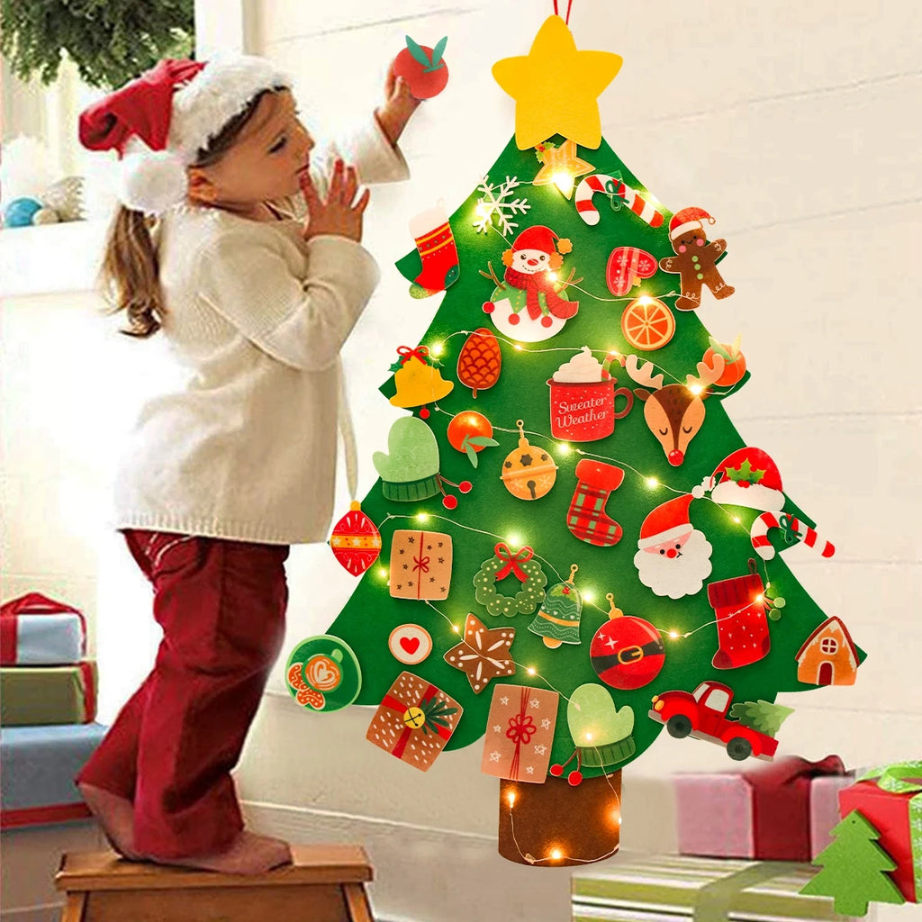 DIY Felt Christmas Tree Christmas Decoration for Home Navidad Noel 2025 New Year Christmas Ornaments Santa Claus Xmas Kids Gifts