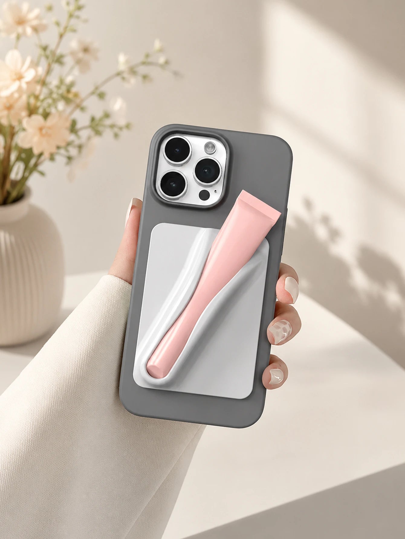 1 Solid Color Silicone Lipstick Phone Holder That Can Be Attached to the Back of the Phone. Portable Lip Gloss Phone Holder Suitable for Most Smartphones. a Great Gift for Women on Birthdays and Holidays!