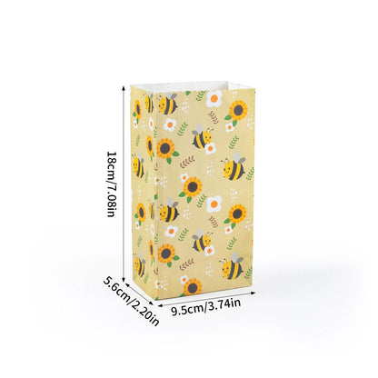 10/20pcs Yellow Bee Gift Bag Cute Bee Sunflower Print Paper Bags Birthday Party Packing Supplies Summer Party Candy Bag Kid Gift