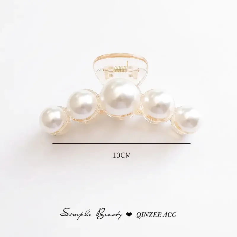 Elegant Hyperbole Big Pearls Acrylic Hair Claw Clips