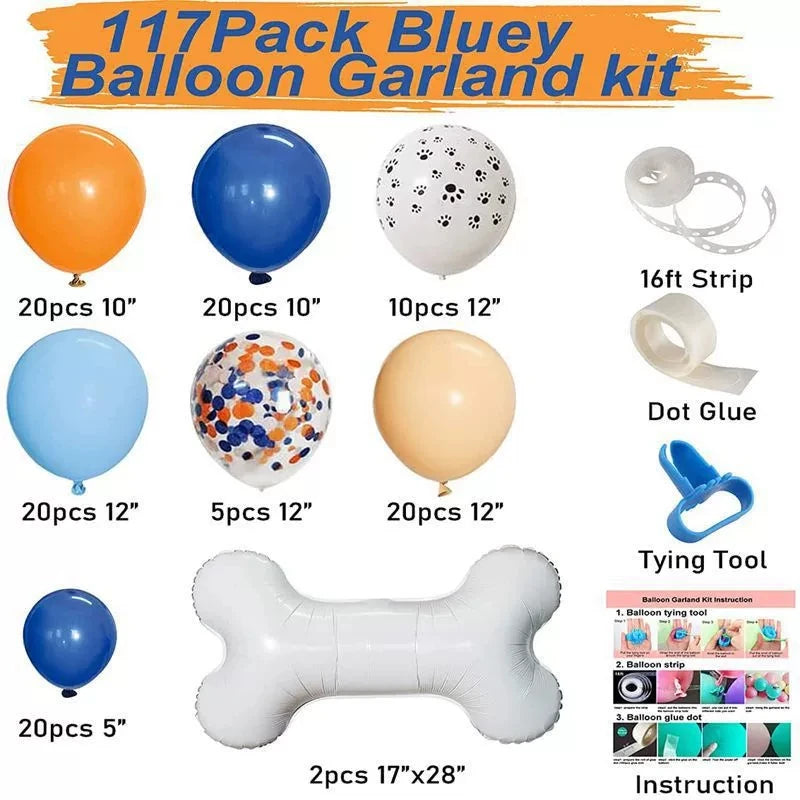 Dog Paw Balloons & Bone Balloon Birthday Balloons Garland Arch Kit for Boys Girls Bluey Theme Birthday Party Decorations
