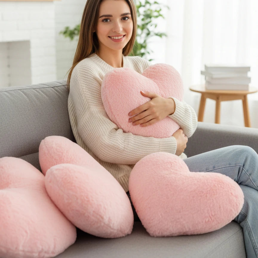 Heart Shaped Cushion 30x40cm Soft Pink Pillow Perfect Gift for Valentines Day Anniversary Adds Sweet Comfort and Back Support