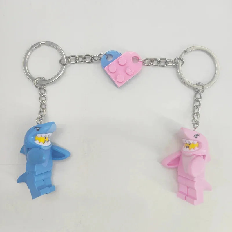 Couple Keychains Set - Matching Pink & Blue Anime Keyring Charms for Lovers, Cute Bag/Car Decor Gift for Him Her