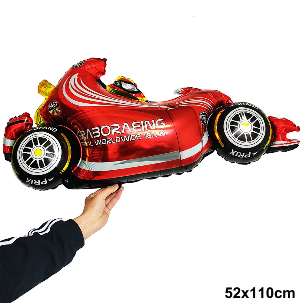 Racing Car Balloon Traffic Cone Balloon Tire Wheel Balloons Black White Checkered Race car Theme Kids Birthday party Decorations