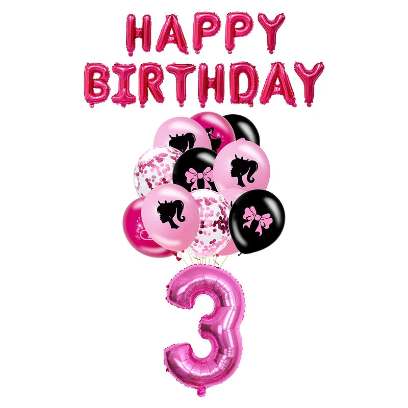 New Princess Birthday Party Decoration Tableware Pink Princess Theme Plates Cups Napkins Ballon Girl Birthday Party Supplies kit