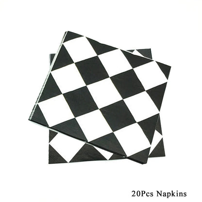 Racing Car Tire & Checkered Flag Cupcake Toppers