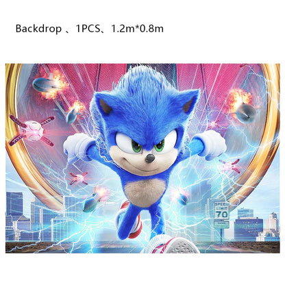 Blue Hedgehog Birthday Party Decoration Set