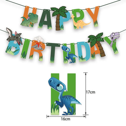 Cute Dinosaurs Theme Kids Birthday Party Decoration Happy Birthday Paper Banner
