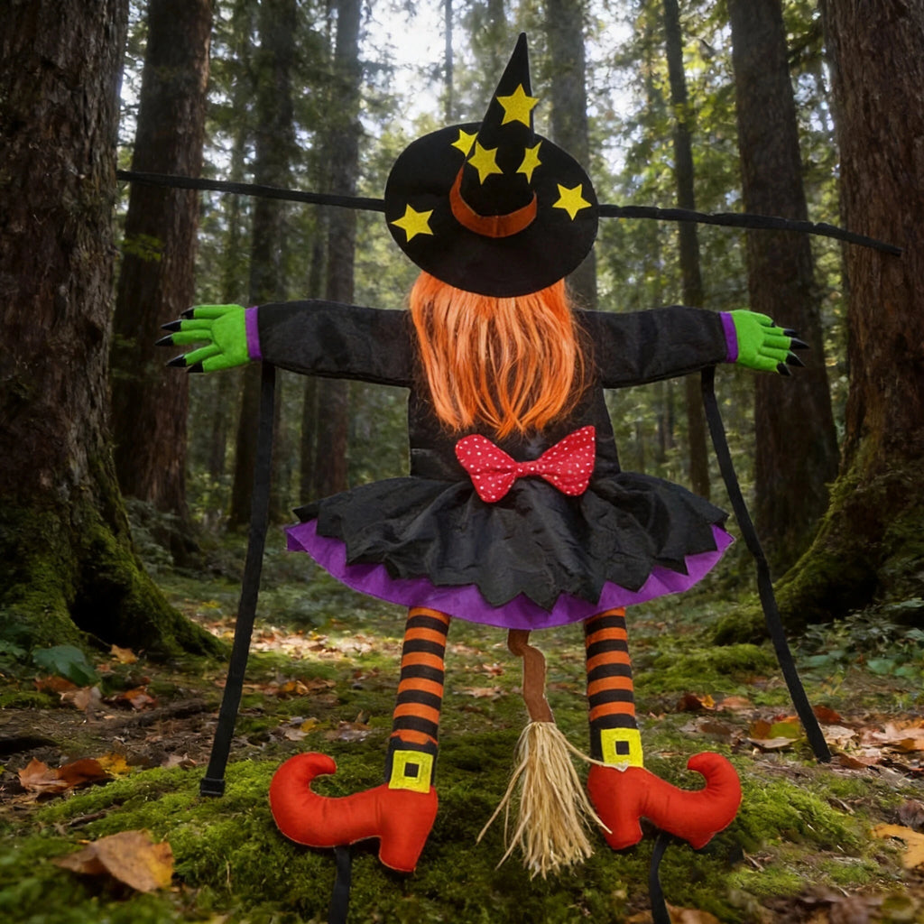 Halloween Crashing Into Tree Witch Doll Decoration Funny Outdoor Yard Garden Decor Halloween Party Holiday Scene Decor Supplies