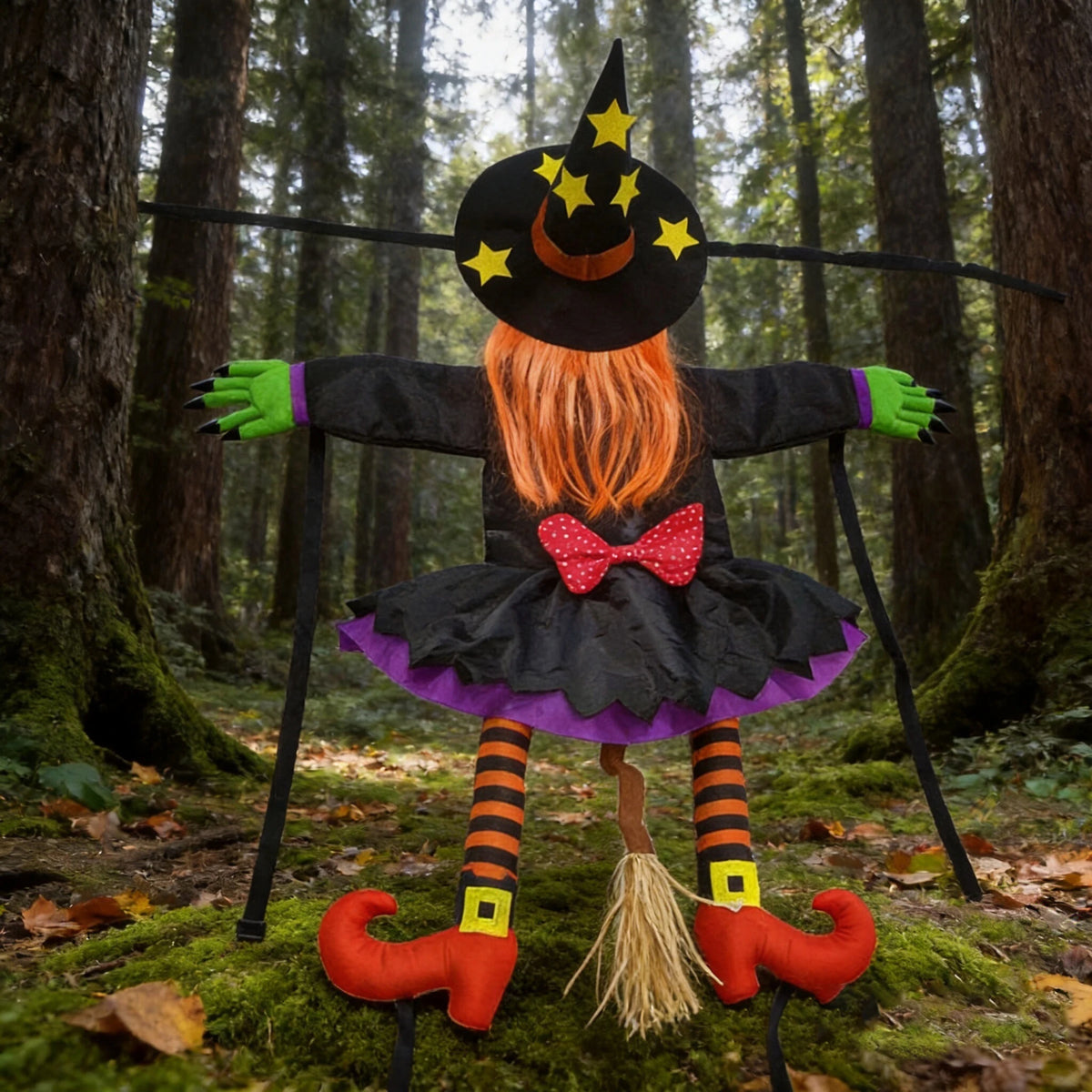 Halloween Crashing Into Tree Witch Doll Decoration Funny Outdoor Yard Garden Decor Halloween Party Holiday Scene Decor Supplies